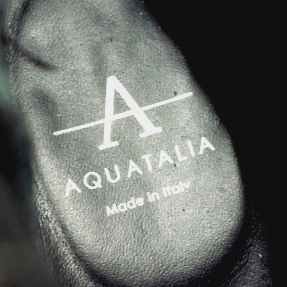 Aquatalia Black Suede Notched Block Heel Side Zip Ankle Boots M492 - Picture 9 of 12